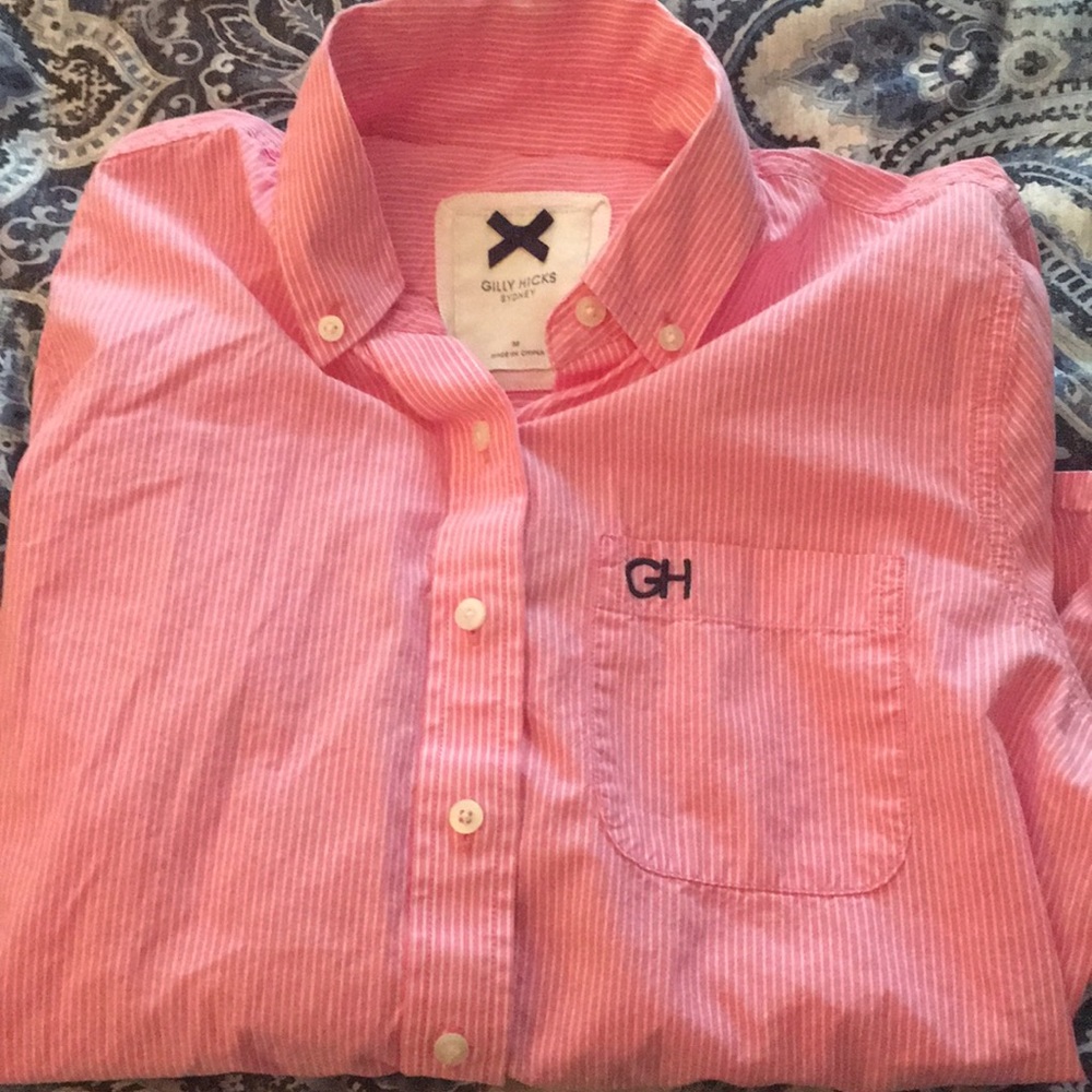 Gilly Hicks pink and white striped button down